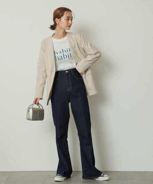 SENSE OF PLACE by URBAN RESEARCH（センスオブプレイスバイアーバンリサーチ）の「ストレッチノーカラージャケット（ノーカラージャケット・レディース・ブラック/ライトベージュ・ONE）」の15枚目の写真