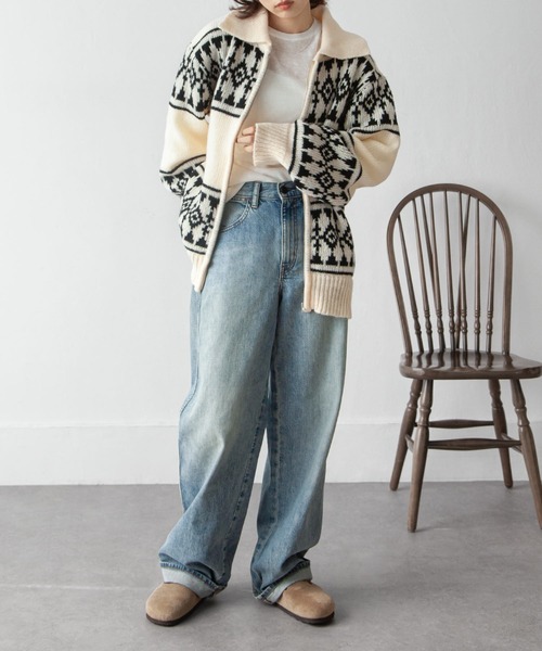 Chillfar(チルファー)の「カウチンノルディック柄ニットカーデ(カーディガン/ボレロ・レディース・アイボリー/ブラック・FREE)」の13枚目の写真