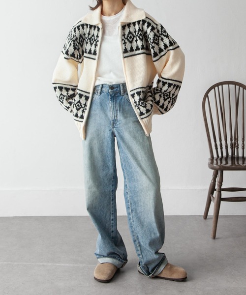 Chillfar(チルファー)の「カウチンノルディック柄ニットカーデ(カーディガン/ボレロ・レディース・アイボリー/ブラック・FREE)」の14枚目の写真