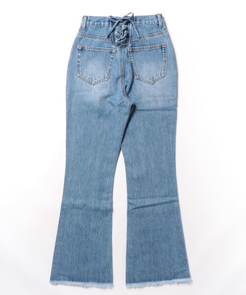 aimoha（アイモハ）の「バックレースアップせみフレアデニムパンツ（デニムパンツ・レディース・ブルー/ピンク/ブラック・MEDIUM/X-LARGE/SMALL/LARGE）」の21枚目の写真