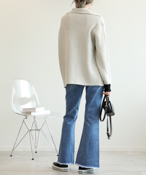 aimoha（アイモハ）の「バックレースアップせみフレアデニムパンツ（デニムパンツ・レディース・ブルー/ピンク/ブラック・MEDIUM/X-LARGE/SMALL/LARGE）」の7枚目の写真