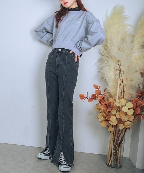 aimoha（アイモハ）の「バックレースアップせみフレアデニムパンツ（デニムパンツ・レディース・ブルー/ピンク/ブラック・MEDIUM/X-LARGE/SMALL/LARGE）」の22枚目の写真