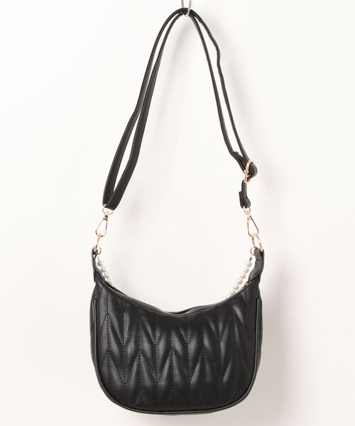 one wayザッカ（ワンウェイザッカ）の「パールチェーン付き ラウンドキルティングバッグ（ショルダーバッグ・レディース・アイボリー/ブラック・FREE）」の8枚目の写真