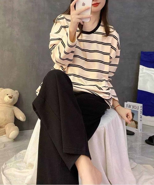 NANEA（ナネア）の「セットアップルームウェア　カップ付きロングTシャツ/パンツ（ルームウェア/パジャマ・レディース・イエロー/グレー/ブラック/グリーン・X-LARGE/LARGE/MEDIUM）」の17枚目の写真