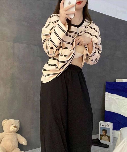 NANEA（ナネア）の「セットアップルームウェア　カップ付きロングTシャツ/パンツ（ルームウェア/パジャマ・レディース・イエロー/グレー/ブラック/グリーン・X-LARGE/LARGE/MEDIUM）」の22枚目の写真