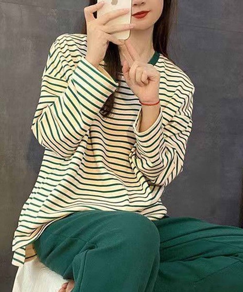 NANEA（ナネア）の「セットアップルームウェア　カップ付きロングTシャツ/パンツ（ルームウェア/パジャマ・レディース・イエロー/グレー/ブラック/グリーン・X-LARGE/LARGE/MEDIUM）」の14枚目の写真