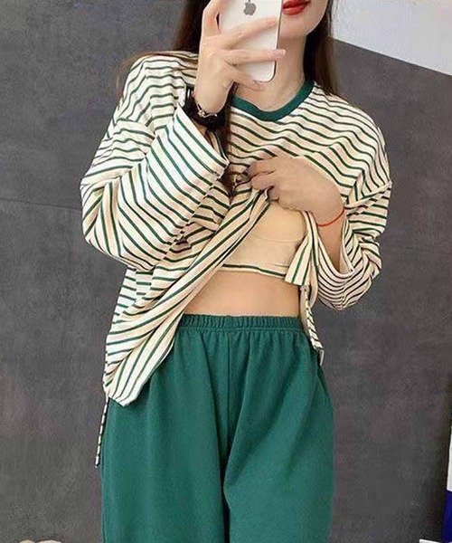 NANEA（ナネア）の「セットアップルームウェア　カップ付きロングTシャツ/パンツ（ルームウェア/パジャマ・レディース・イエロー/グレー/ブラック/グリーン・X-LARGE/LARGE/MEDIUM）」の15枚目の写真