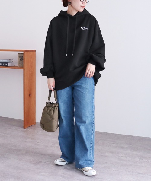 reca（レカ）の「裏起毛バックロゴパーカー（パーカー・レディース・ブラック/オートミール/チャコールグレー・FREE）」の16枚目の写真