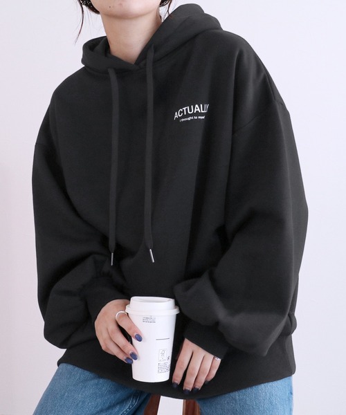 reca（レカ）の「裏起毛バックロゴパーカー（パーカー・レディース・ブラック/オートミール/チャコールグレー・FREE）」の17枚目の写真