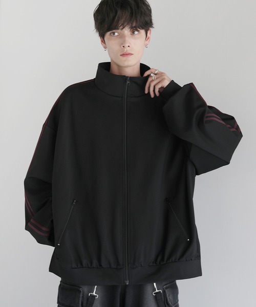 LILL ルーズシルエットバルーンスリーブフェイクサスペンダートラックジャケット LILL ブルゾン アウター ルーズシルエットバルーンスリーブ