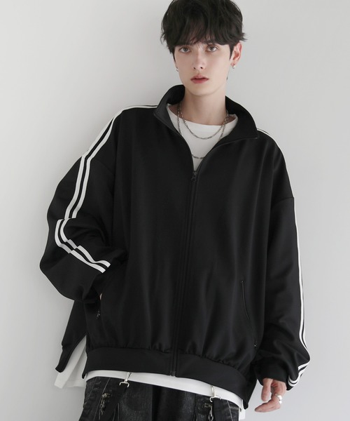 ルーズシルエットバルーンスリーブフェイクサスペンダードレープ