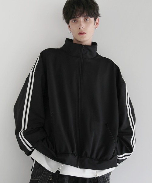 ルーズシルエットバルーンスリーブフェイクサスペンダードレープ