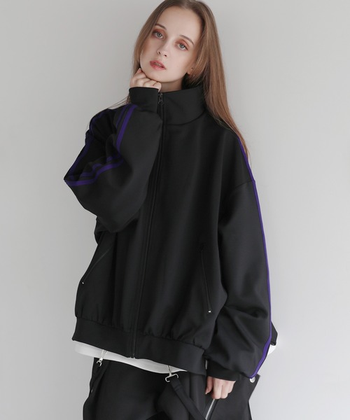 ルーズシルエットバルーンスリーブフェイクサスペンダードレープ