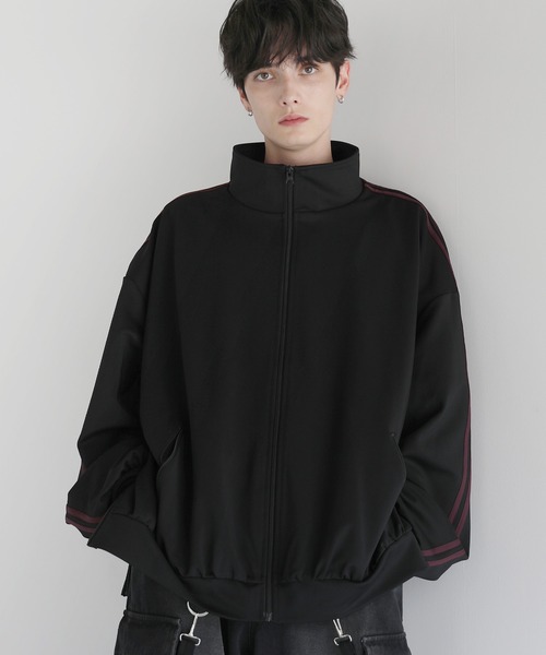 LILL/ルーズシルエットバルーンスリーブフェイクサスペンダードレープジャケット LILL ブルゾン アウター ルーズシルエットバルーンスリーブ