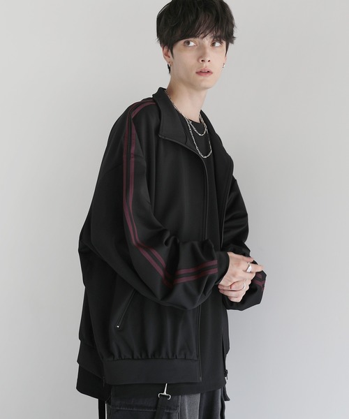 ルーズシルエットバルーンスリーブフェイクサスペンダードレープ