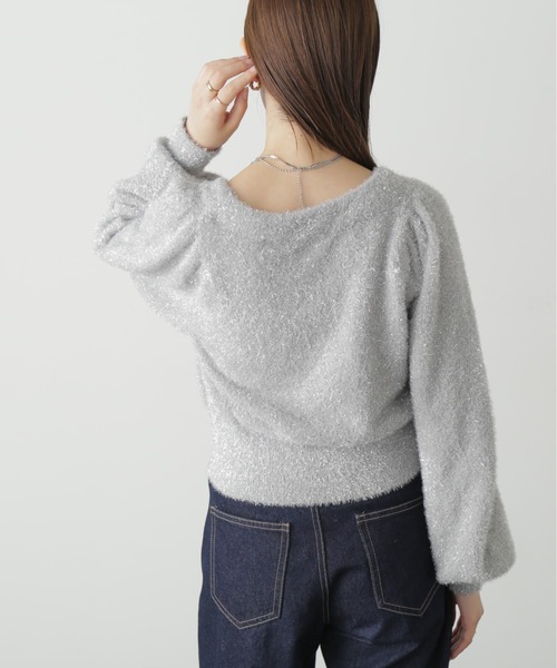 FREE'S MART（フリーズマート）の「◇ラメシャギーニットカーディガン（ニット/セーター・レディース・ピンク/ミント/グレー・FREE）」の6枚目の写真