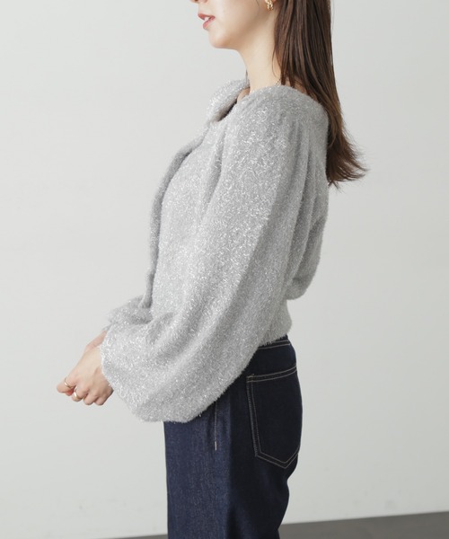 FREE'S MART（フリーズマート）の「◇ラメシャギーニットカーディガン（ニット/セーター・レディース・ピンク/ミント/グレー・FREE）」の7枚目の写真