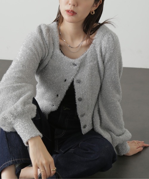 FREE'S MART（フリーズマート）の「◇ラメシャギーニットカーディガン（ニット/セーター・レディース・ピンク/ミント/グレー・FREE）」の10枚目の写真