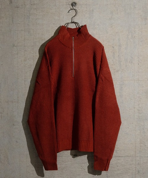 JOHN'S CLOSET(ジョンズクローゼット)の「【i】畦編み ハーフジッププルオーバーニット(ニット/セーター・メンズ・ブラウン/ブラック/ライトベージュ/オレンジ/グリーン・MEDIUM/X-LARGE/LARGE)」の5枚目の写真