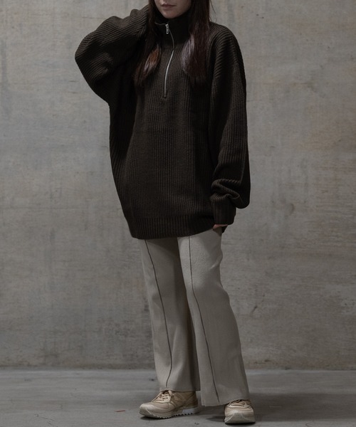 JOHN'S CLOSET(ジョンズクローゼット)の「【i】畦編み ハーフジッププルオーバーニット(ニット/セーター・メンズ・ブラウン/ブラック/ライトベージュ/オレンジ/グリーン・MEDIUM/X-LARGE/LARGE)」の13枚目の写真