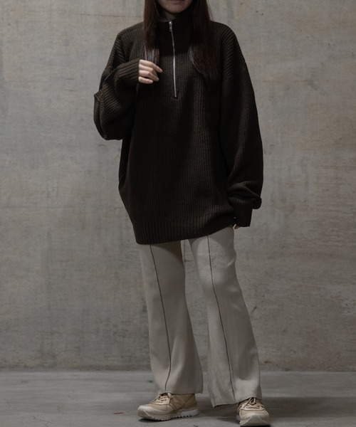 JOHN'S CLOSET(ジョンズクローゼット)の「【i】畦編み ハーフジッププルオーバーニット(ニット/セーター・メンズ・ブラウン/ブラック/ライトベージュ/オレンジ/グリーン・MEDIUM/X-LARGE/LARGE)」の14枚目の写真