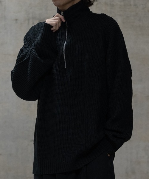 JOHN'S CLOSET(ジョンズクローゼット)の「【i】畦編み ハーフジッププルオーバーニット(ニット/セーター・メンズ・ブラウン/ブラック/ライトベージュ/オレンジ/グリーン・MEDIUM/X-LARGE/LARGE)」の6枚目の写真