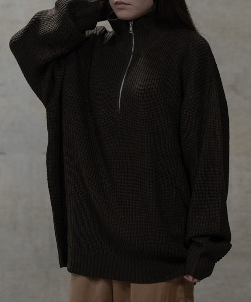 JOHN'S CLOSET(ジョンズクローゼット)の「【i】畦編み ハーフジッププルオーバーニット(ニット/セーター・メンズ・ブラウン/ブラック/ライトベージュ/オレンジ/グリーン・MEDIUM/X-LARGE/LARGE)」の10枚目の写真