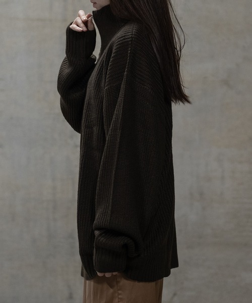 JOHN'S CLOSET(ジョンズクローゼット)の「【i】畦編み ハーフジッププルオーバーニット(ニット/セーター・メンズ・ブラウン/ブラック/ライトベージュ/オレンジ/グリーン・MEDIUM/X-LARGE/LARGE)」の11枚目の写真