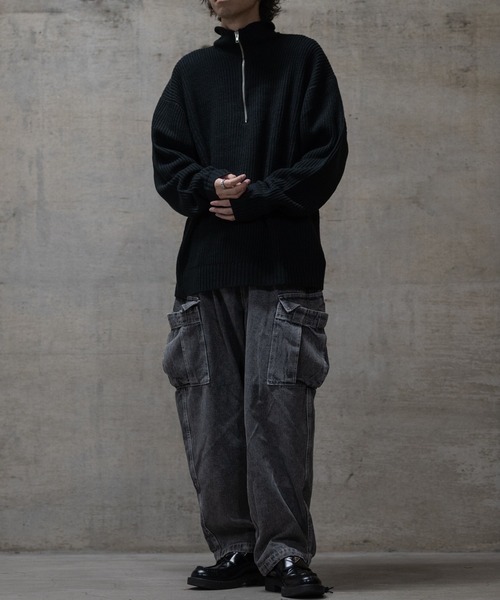 JOHN'S CLOSET(ジョンズクローゼット)の「【i】畦編み ハーフジッププルオーバーニット(ニット/セーター・メンズ・ブラウン/ブラック/ライトベージュ/オレンジ/グリーン・MEDIUM/X-LARGE/LARGE)」の9枚目の写真