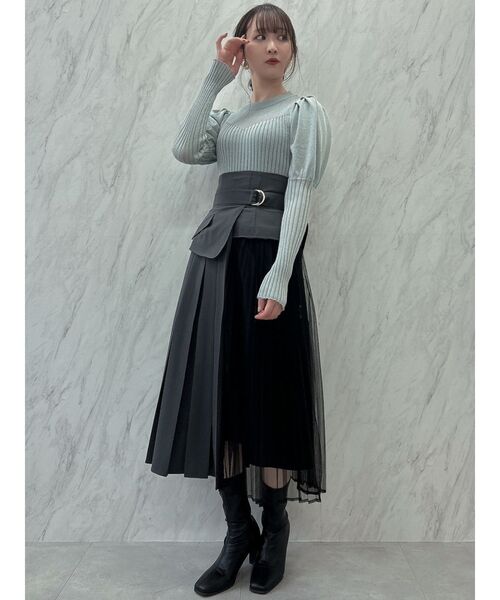 dazzlin（ダズリン）の「ラメシアーリブニットトップス（ニット/セーター・レディース・ブルー/アイボリー/チャコールグレー/ピンク・FREE）」の8枚目の写真