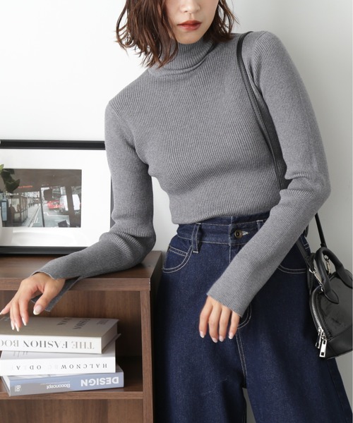 FREE'S MART（フリーズマート）の「ラメリブタートルネック（ニット/セーター・レディース・グレー/ホワイト/グリーン・FREE）」の4枚目の写真