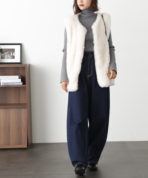 FREE'S MART（フリーズマート）の「ラメリブタートルネック（ニット/セーター・レディース・グレー/ホワイト/グリーン・FREE）」の9枚目の写真