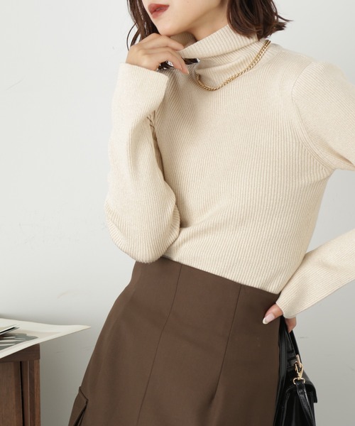 FREE'S MART（フリーズマート）の「ラメリブタートルネック（ニット/セーター・レディース・グレー/ホワイト/グリーン・FREE）」の12枚目の写真