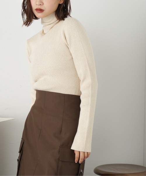 FREE'S MART（フリーズマート）の「ラメリブタートルネック（ニット/セーター・レディース・グレー/ホワイト/グリーン・FREE）」の13枚目の写真