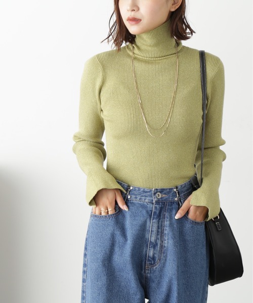 FREE'S MART（フリーズマート）の「ラメリブタートルネック（ニット/セーター・レディース・グレー/ホワイト/グリーン・FREE）」の21枚目の写真