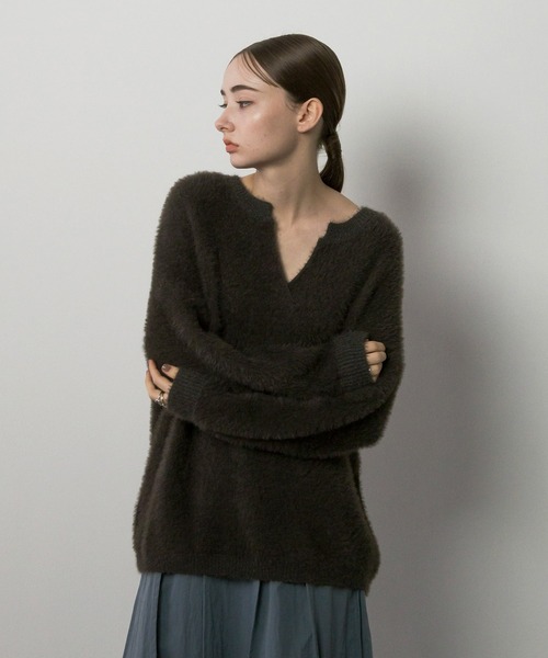 【セール】キーネックフェザーニット（ニット/セーター）｜Limue（リミュ）