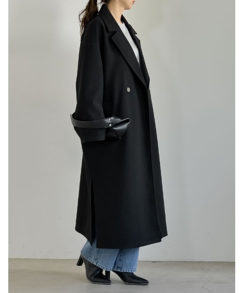 Re:EDIT(リエディ)の「フェイクウールテーラードロングコート(チェスターコート・レディース・グレイッシュベージュ/アイボリー/グレー/ブラック・LARGE/MEDIUM)」の5枚目の写真