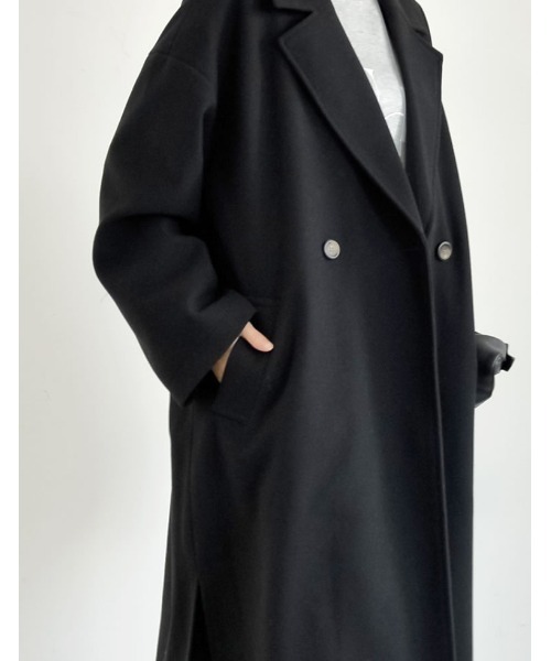 Re:EDIT(リエディ)の「フェイクウールテーラードロングコート(チェスターコート・レディース・グレイッシュベージュ/アイボリー/グレー/ブラック・LARGE/MEDIUM)」の7枚目の写真
