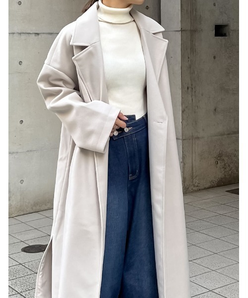 Re:EDIT(リエディ)の「フェイクウールテーラードロングコート(チェスターコート・レディース・グレイッシュベージュ/アイボリー/グレー/ブラック・LARGE/MEDIUM)」の10枚目の写真