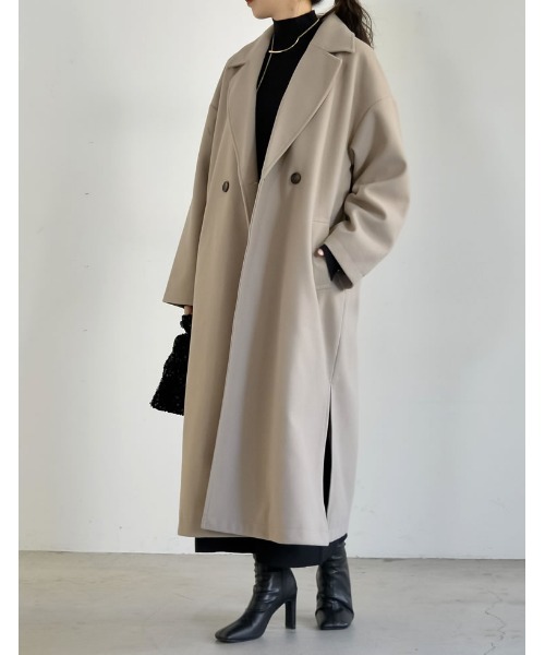 Re:EDIT(リエディ)の「フェイクウールテーラードロングコート(チェスターコート・レディース・グレイッシュベージュ/アイボリー/グレー/ブラック・LARGE/MEDIUM)」の12枚目の写真