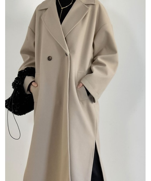 Re:EDIT(リエディ)の「フェイクウールテーラードロングコート(チェスターコート・レディース・グレイッシュベージュ/アイボリー/グレー/ブラック・LARGE/MEDIUM)」の15枚目の写真