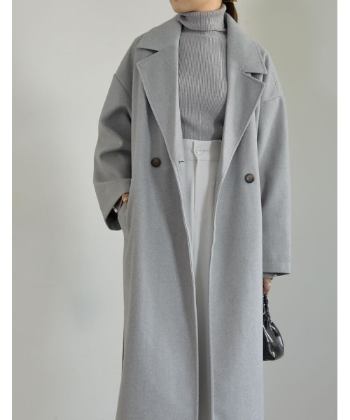 Re:EDIT(リエディ)の「フェイクウールテーラードロングコート(チェスターコート・レディース・グレイッシュベージュ/アイボリー/グレー/ブラック・LARGE/MEDIUM)」の17枚目の写真