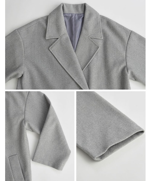 Re:EDIT(リエディ)の「フェイクウールテーラードロングコート(チェスターコート・レディース・グレイッシュベージュ/アイボリー/グレー/ブラック・LARGE/MEDIUM)」の21枚目の写真