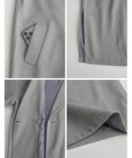 Re:EDIT(リエディ)の「フェイクウールテーラードロングコート(チェスターコート・レディース・グレイッシュベージュ/アイボリー/グレー/ブラック・LARGE/MEDIUM)」の22枚目の写真