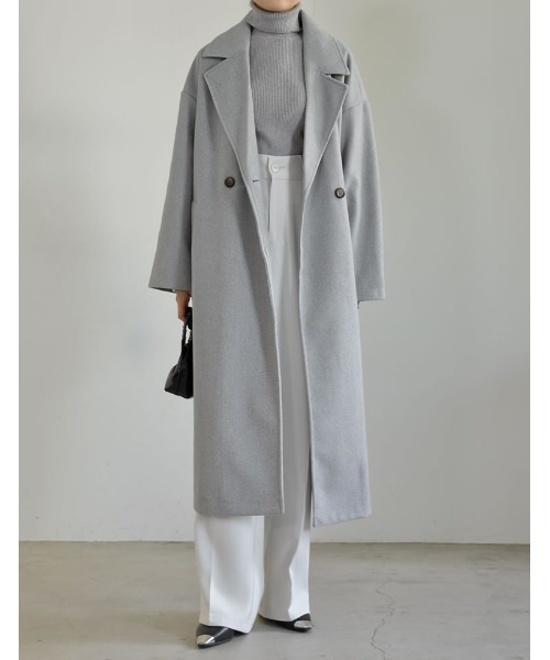 Re:EDIT(リエディ)の「フェイクウールテーラードロングコート(チェスターコート・レディース・グレイッシュベージュ/アイボリー/グレー/ブラック・LARGE/MEDIUM)」の18枚目の写真