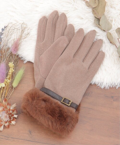 LBC(エルビーシー)の「フェイクファーベルトグローブ(手袋・レディース・ブラウン/ベージュ/ブラック・FREE)」の1枚目の写真