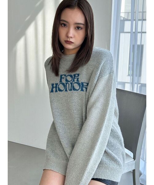 EMODA(エモダ)の「【WEB限定】ジャガードルーズオーバーニット(ニット/セーター・レディース・ブラック/ネイビー/グレー・FREE)」の4枚目の写真