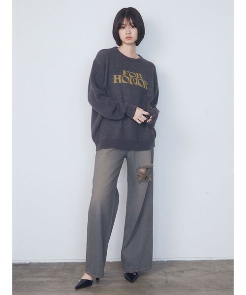 EMODA(エモダ)の「【WEB限定】ジャガードルーズオーバーニット(ニット/セーター・レディース・ブラック/ネイビー/グレー・FREE)」の19枚目の写真