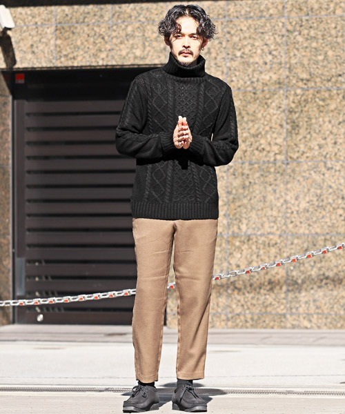 LUXSTYLE(ラグスタイル)の「アクリルケーブルタートルネックニット(ニット/セーター・メンズ・ブラック/アイボリー・M/L/XL)」の16枚目の写真