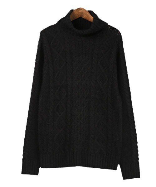 LUXSTYLE(ラグスタイル)の「アクリルケーブルタートルネックニット(ニット/セーター・メンズ・ブラック/アイボリー・M/L/XL)」の19枚目の写真